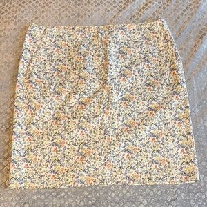 J. Jill Floral Live-In Chino Pencil Skirt in Cream and Blue NWOT